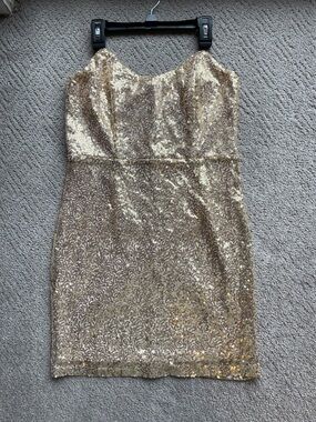 Strapless Gold Sequin Cocktail Dress
